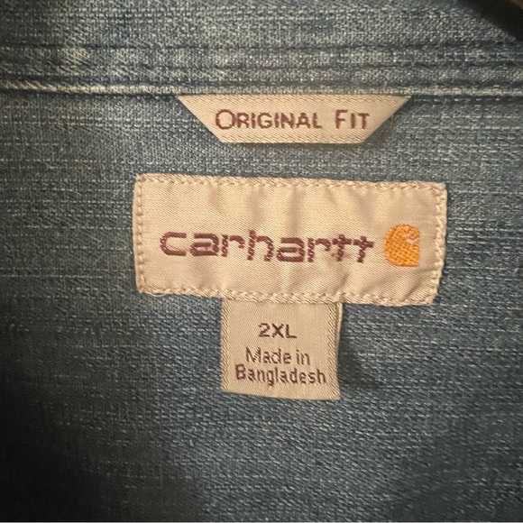 Carhartt Men's Blue Midweight Denim Button Down Work Shirt size 2XL - Picture 2 of 6